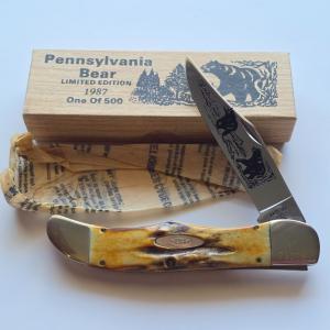 1987 Case XX 5165 SSP Stag Pennsylvania Bear Folding Hunter Knife 1 of 500 Box PA228