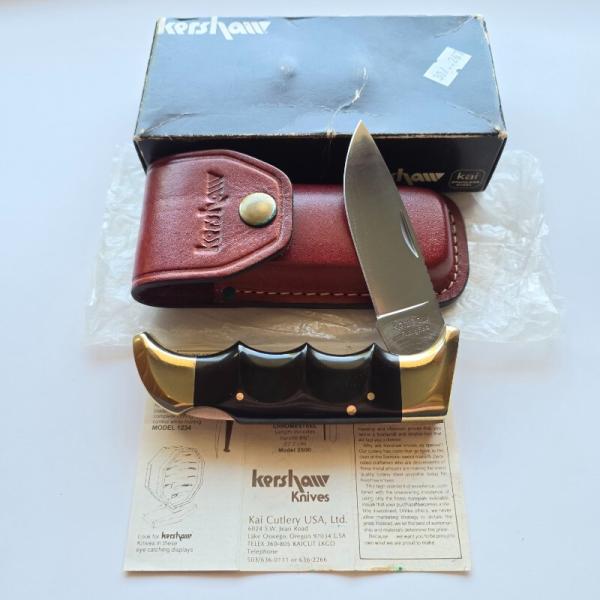 Vintage Kershaw 1050 Folding Field Knife Kai Japan Phenolic Brass Lockback MIB Box Vintage Kershaw 1050 Folding Field Knife Kai Japan Phenolic Brass Lockback MIB Box