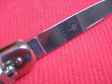 Vintage German BOKER 715R Dark Stag Leverlock Switchblade Knife - Early Blade Etch - New Old Stock!