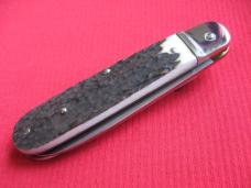 Vintage German BOKER 715R Dark Stag Leverlock Switchblade Knife - Early Blade Etch - New Old Stock!