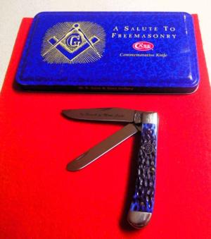 CASE XX BLUE BONE TRAPPER MASONIC IN SEARCH OF MORE LIGHT IN TIN - COA LIMITED MINT