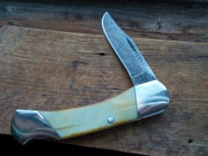 Bear & Son Damascus Lock back Knife 