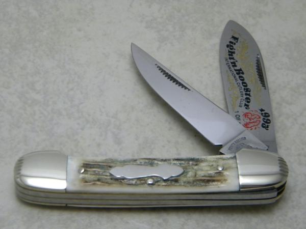 Fight'n Rooster Germany Stag Canoe Jack Knife 1993 International Cutlery Club 1 of 150