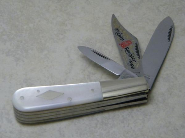 Fight'n Rooster Germany Pearl 3 Blade Barlow Knife 1992 International Cutlery Club II 1 of 200