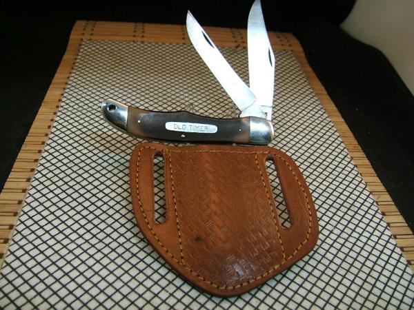SCHRADE OLD TIMER 25OT FOLDING HUNTER VINTAGE USA OLD STOCK CARBON STEEL BLADE POCKET KNIFE & SHEATH