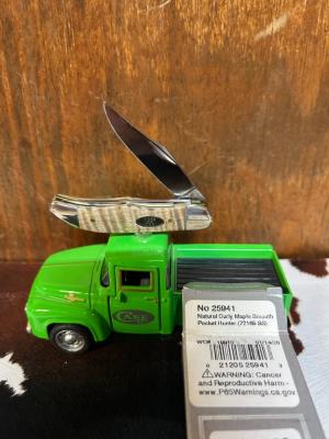 Case natural curly maple pocket hunter NIB