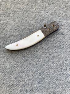 R.B JOHNSON, Clearwater, Minnesota, Damascus/Titanium, Mother-of-Pearl, LinerLock Pocket Knife