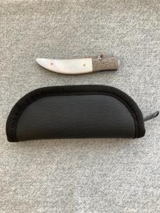 R.B JOHNSON, Clearwater, Minnesota, Damascus/Titanium, Mother-of-Pearl, LinerLock Pocket Knife