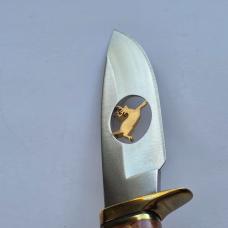 Buck Custom 192 USA Fixed Blade Knife Cutout Running Buck Burl Wood Brass Mint Rare