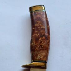Buck Custom 192 USA Fixed Blade Knife Cutout Running Buck Burl Wood Brass Mint Rare