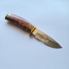 Buck Custom 192 USA Fixed Blade Knife Cutout Running Buck Burl Wood Brass Mint Rare
