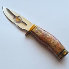 Buck Custom 192 USA Fixed Blade Knife Cutout Running Buck Burl Wood Brass Mint Rare