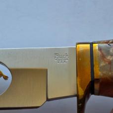 Buck Custom 192 USA Fixed Blade Knife Cutout Running Buck Burl Wood Brass Mint Rare
