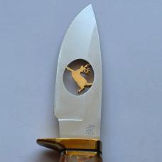 Buck Custom 192 USA Fixed Blade Knife Cutout Running Buck Burl Wood Brass Mint Rare