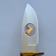 Buck Custom 192 USA Fixed Blade Knife Cutout Running Buck Burl Wood Brass Mint Rare