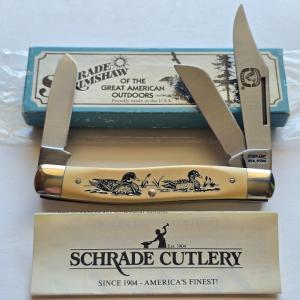 Vintage Schrade USA SC505 Scrimshaw Mallard Ducks Stockman Knife MIB Box Papers