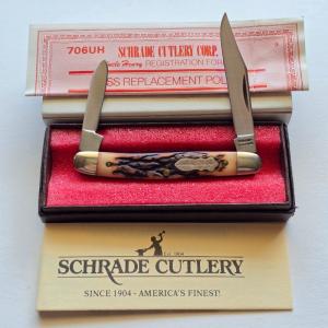 Vintage Schrade USA 706UH Uncle Henry 2-Blade Pen Knife MIB Clamshell Box Papers
