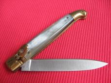 Vintage Italian Blonde Horn Large Size Leverlock Switchblade Knife - Mint in Box!