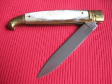 Vintage Italian Blonde Horn Large Size Leverlock Switchblade Knife - Mint in Box!