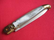 Vintage Italian Blonde Horn Large Size Leverlock Switchblade Knife - Mint in Box!