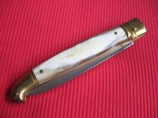 Vintage Italian Blonde Horn Large Size Leverlock Switchblade Knife - Mint in Box!