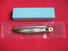 Vintage Italian Blonde Horn Large Size Leverlock Switchblade Knife - Mint in Box!