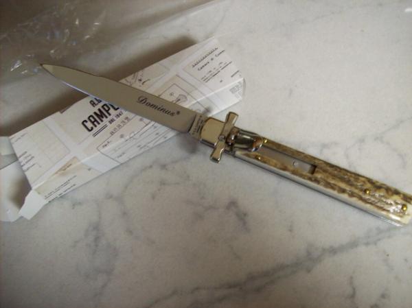 A.G.A. Campolin Italian 9" Dominus Genuine Gnarly Stag/Antler Swedgey Blade UNUSED W/Orig. Box