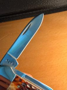 1986 Case XX USA 4 Dot 6249 Copperhead Pocket Knife with Brown and Red Jigged Bone Covers - GORGEOUS