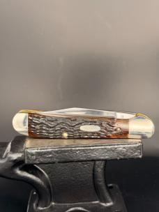 1986 Case XX USA 4 Dot 6249 Copperhead Pocket Knife with Brown and Red Jigged Bone Covers - GORGEOUS