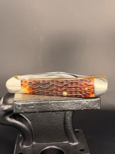 1986 Case XX USA 4 Dot 6249 Copperhead Pocket Knife with Brown and Red Jigged Bone Covers - GORGEOUS