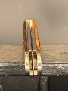 1986 Case XX USA 4 Dot 6249 Copperhead Pocket Knife with Brown and Red Jigged Bone Covers - GORGEOUS