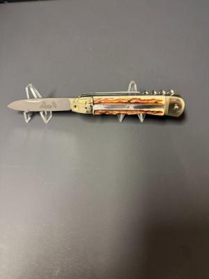 Vintage Hubertus 7.75" Leverlock multi-tool pocket knife