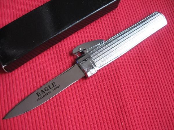 Older Chrome Plated Gravity Machined Handle OTF Knife Older Chrome Plated Gravity Machined Handle OTF Knife