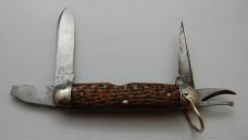 Schrade In Very Good Condition With Brown Jigged Bone Covers 3 5/8