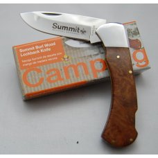 Official BSA Boy Scout Pocket Knife In Mint Condition With Burl Wood Covers 4 1/2" Long (591)