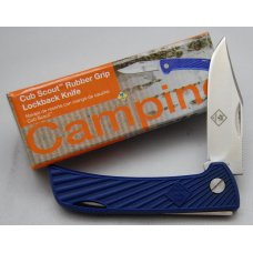 Official BSA Boy Scout Pocket Knife In Mint Condition With Blue Rubber Covers 3 3/8" Long (594)