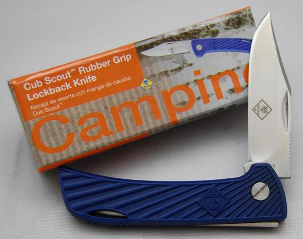 Official BSA Boy Scout Pocket Knife In Mint Condition With Blue Rubber Covers 3 3/8" Long (594)