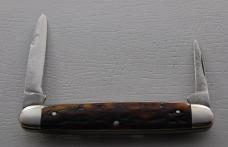 Unmarked Pocket Knife In Very Good Condition With Brown Jigged Bone Covers 3 1/4