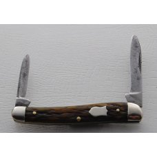 Unmarked Pocket Knife In Very Good Condition With Brown Jigged Bone Covers 3
