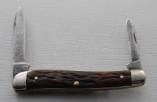 Unmarked Pocket Knife In Very Good Condition With Brown Jigged Bone Covers 3