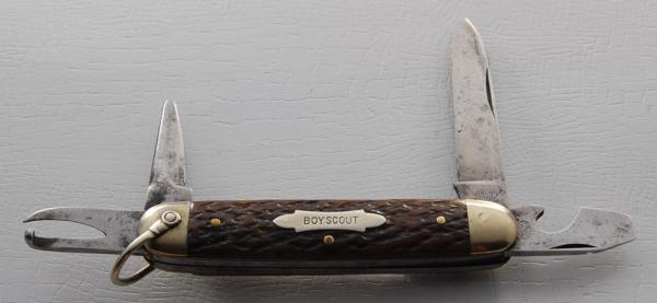 Finedge Unofficial Scout Pocket Knife In Excellent Condition With Brown Jigged Bone Covers (715)