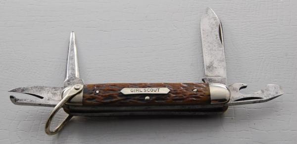 Empire Unofficial Scout Pocket Knife In Excellent Condition With Brown Jigged Bone Covers (717)