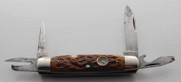 Cattaraugus Unofficial Scout Pocket Knife In Excellent Condition With Brown Jigged Bone Covers (723)