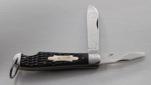 Ikco Unofficial Scout Pocket Knife In Excellent Condition With Black Jigged Synthetic Covers (742)