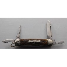 Unknown Unofficial Scout Pocket Knife In Excellent Condition With Brown Jigged Bone Covers (746)