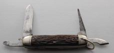 Unknown Unofficial Scout Pocket Knife In Excellent Condition With Brown Jigged Bone Covers (746)