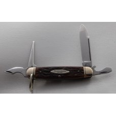 Buster Brown Shoe Co. Unofficial Scout Knife In Excellent Condition W/Brown Jigged Bone Covers (751)