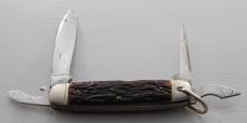 Buster Brown Shoe Co. Unofficial Scout Knife In Excellent Condition W/Brown Jigged Bone Covers (752)