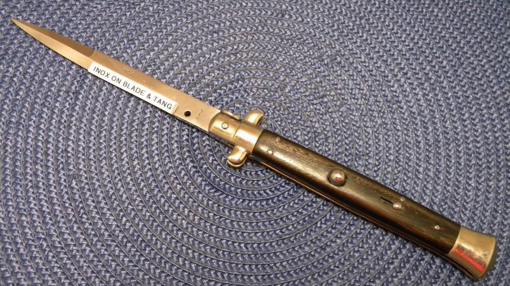 INOX 11" Horn Picklock Italian Stiletto Switchblade Knife