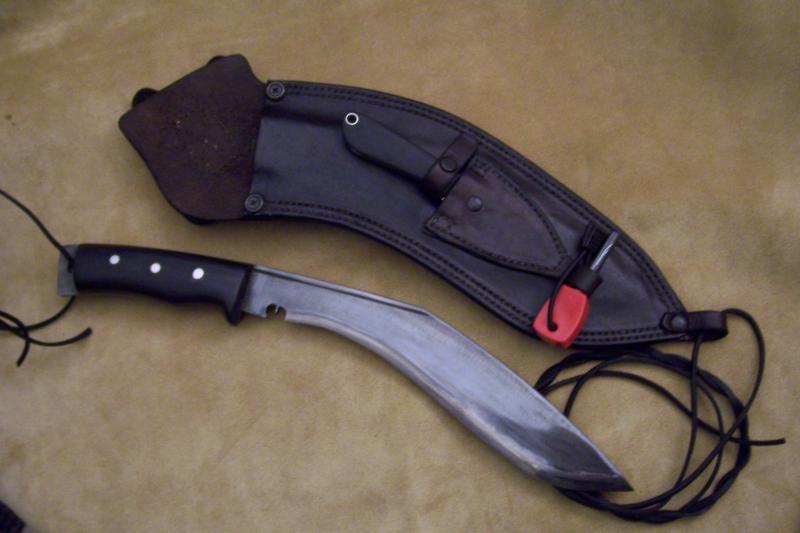 Custom Leather Machete Sheath Combo Pouch & Fire Steel Loop